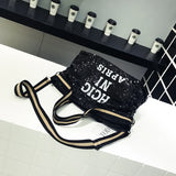 Sequins Woman Handbag Pu Leather Shoulder Bag Large Capacity Tote Messenger Bag