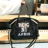 Sequins Woman Handbag Pu Leather Shoulder Bag Large Capacity Tote Messenger Bag