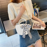 Summer Green Handbags With Silk Ribbon Women Small Hand Bag Ladies Shoulder Ring