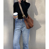 Stone Pattern Bucket Bag Braided Shoulder Messenger Bag