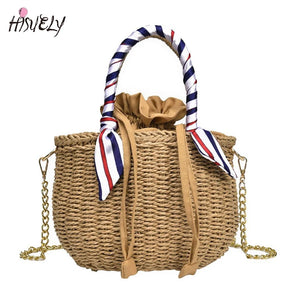 Vintage Round Straw Bag Handbags Women Summer Rattan Beach Circle