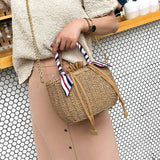 Vintage Round Straw Bag Handbags Women Summer Rattan Beach Circle