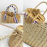 Vintage Round Straw Bag Handbags Women Summer Rattan Beach Circle