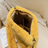 Plush Shoulder Bags Soft Fur Hobo Lady Handbag Large Capacity Purse