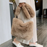 Plush Shoulder Bags Soft Fur Hobo Lady Handbag Large Capacity Purse
