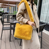 Plush Shoulder Bags Soft Fur Hobo Lady Handbag Large Capacity Purse