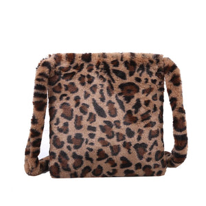 Leopard Print Faux Fur Women's Shoulder Bag