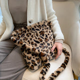 Leopard Print Faux Fur Women's Shoulder Bag