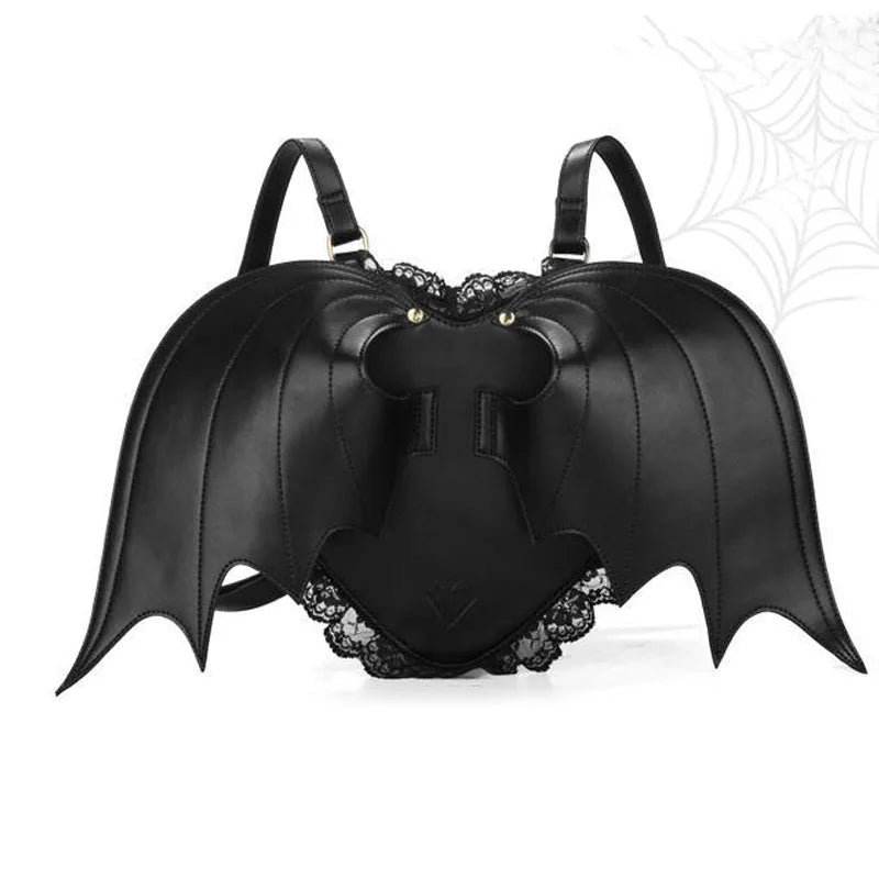 Women Backpack Bat Wing Punk Stylish School Bag for Girls