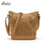 Women Retro Bucket Bag Hollow Out Shoulder Bag