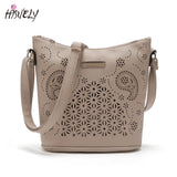 Women Retro Bucket Bag Hollow Out Shoulder Bag