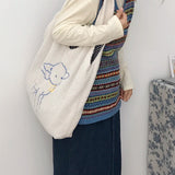 Women Lamb Fabric Shoulder Bag Canvas Handbag Tote Large Capacity
