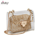 Transparent Women Shoulder Bag PVC Messenger Beach Straw Woven Wallet