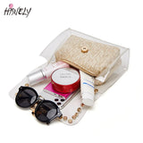 Transparent Women Shoulder Bag PVC Messenger Beach Straw Woven Wallet