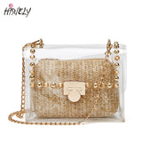 Transparent Women Shoulder Bag PVC Messenger Beach Straw Woven Wallet