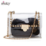 Transparent Women Shoulder Bag PVC Messenger Beach Straw Woven Wallet