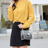 Transparent Women Shoulder Bag PVC Messenger Beach Straw Woven Wallet