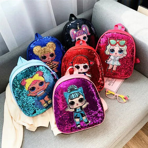 HKSNG Mochila Dolls Bag Children's School Bag Shinning Bag Cartoon Print Anime