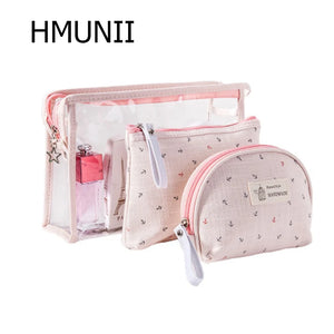 3-Piece Women's Travel Makeup Bag Set Toiletry Storage Case