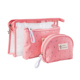 3-Piece Women's Travel Makeup Bag Set Toiletry Storage Case