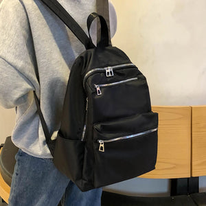 Nylon School Bag Women Backpack for Teenage Girls