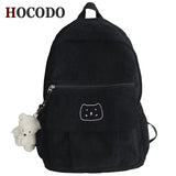 Corduroy Women Backpack Solid Female Student Schoolbag For Teenage Girl Travel