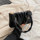 Solid Pleated Underarm Bag Women Shoulder Handbag