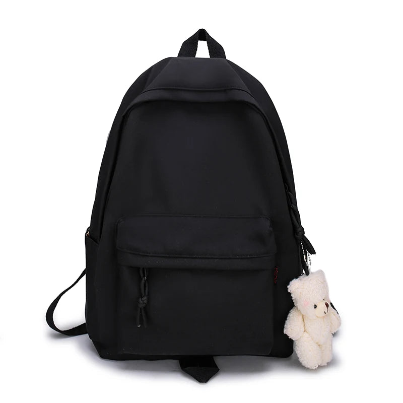 Female Canvas School Bag For Teenage Girl Casual Shoulder Rucksack