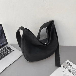 Canvas Shoulder Bag Large Capacity Ladies Shopping Bags Solid Crossbody Bag