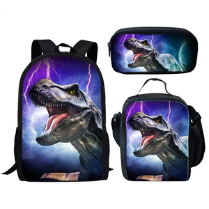 Dino Pattern School Backpack for Boys & Girls - T-Rex School Bags, Kids Book Bag