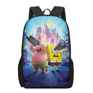 SpongeBobs Cartoon Print Men Backpack Boys School Bags Teen Daily Bagpack