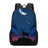 Deer 16inch School Bags 3D Print Kids Schoolbags For Teenager Girls Boys