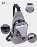 USB Charging chest pack single shoulder bags unisex chest bag