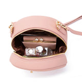 Circular Leather Women Shoulder Bag Crossbody Messenger Bags