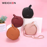 Circular Leather Women Shoulder Bag Crossbody Messenger Bags