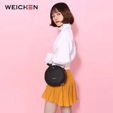 Circular Leather Women Shoulder Bag Crossbody Messenger Bags