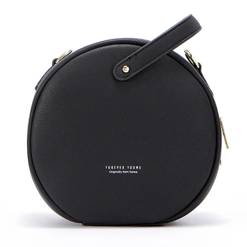 Circular Leather Women Shoulder Bag Crossbody Messenger Bags
