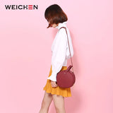 Circular Leather Women Shoulder Bag Crossbody Messenger Bags