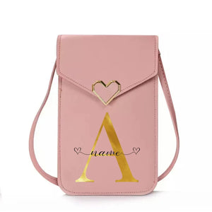 Personalized Crossbody Shoulder Bag Pink Touch Screen Cell Phone Purse