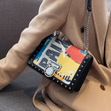 HOT Graffiti Messenger Chain Bag Shoulder Square Underarm Bag