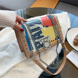 HOT Graffiti Messenger Chain Bag Shoulder Square Underarm Bag