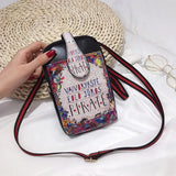 Mini Cartoon Print Leather Crossbody Bag Women Shoulder Messenger Clutch Purse