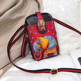 Mini Cartoon Print Leather Crossbody Bag Women Shoulder Messenger Clutch Purse