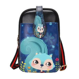 Mini Cartoon Print Leather Crossbody Bag Women Shoulder Messenger Clutch Purse
