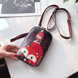 Mini Cartoon Print Leather Crossbody Bag Women Shoulder Messenger Clutch Purse