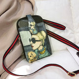 Mini Cartoon Print Leather Crossbody Bag Women Shoulder Messenger Clutch Purse