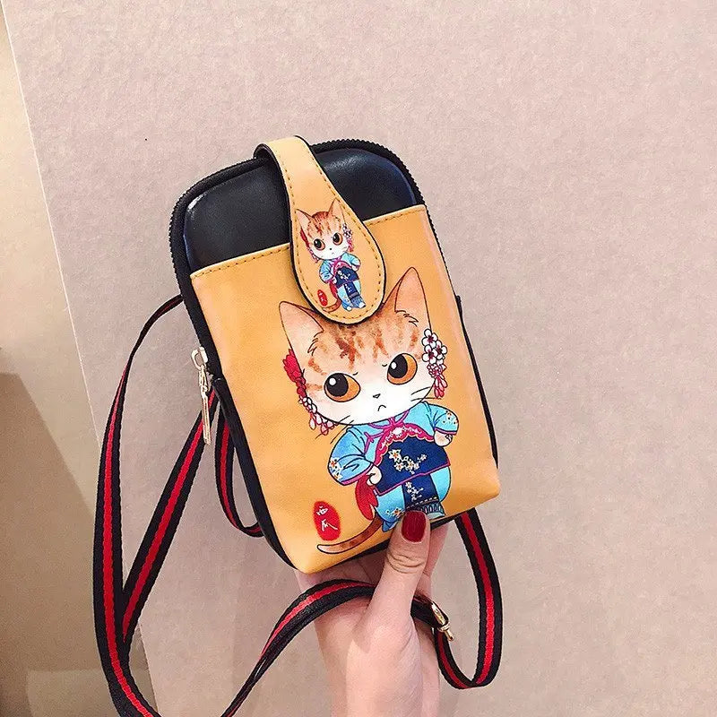 Mini Cartoon Print Leather Crossbody Bag Women Shoulder Messenger Clutch Purse