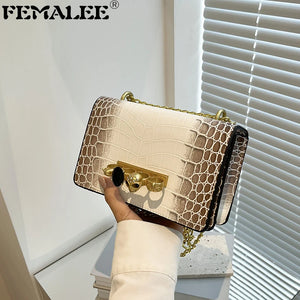 Female Snake Pattern Messenger Bag Skull Knucklebox Lock Flap Handbag Purse