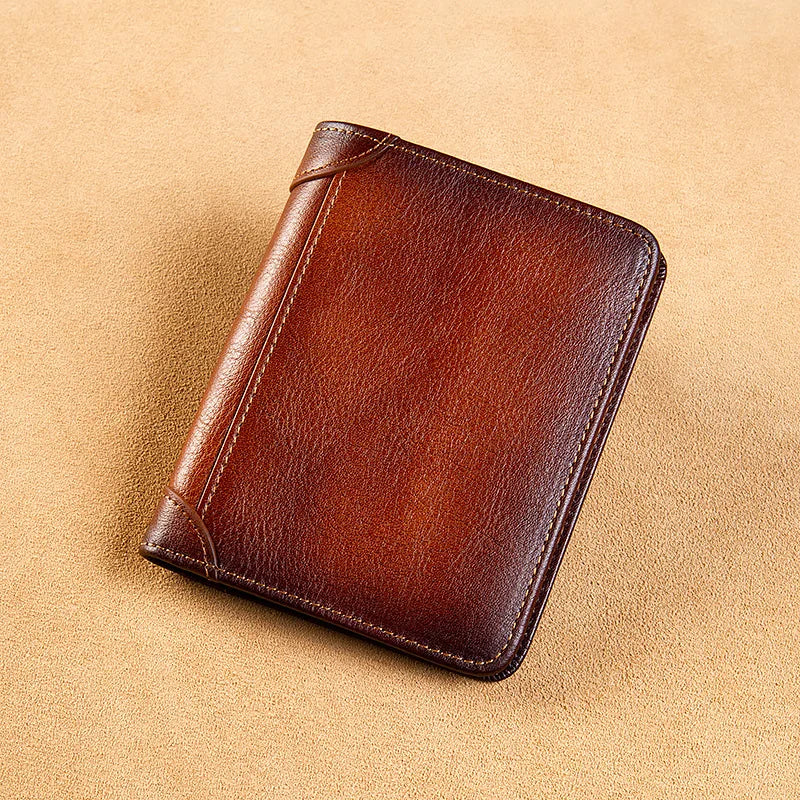 Men's Small Mini Leather Wallet Retro Purse