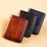 Men's Small Mini Leather Wallet Retro Purse